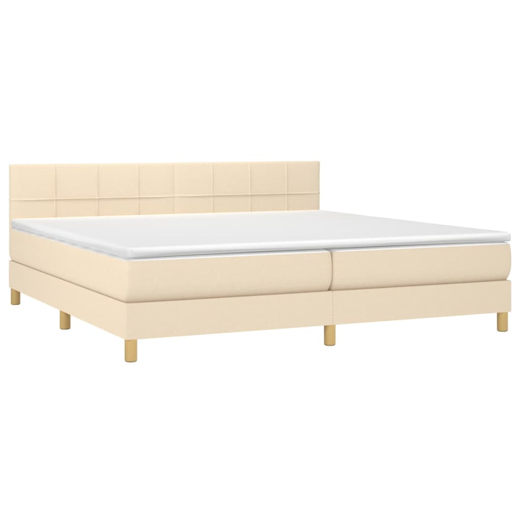 vidaXL Κρεβάτι Boxspring με Στρώμα Κρεμ 200x200 εκ. Υφασμάτινο