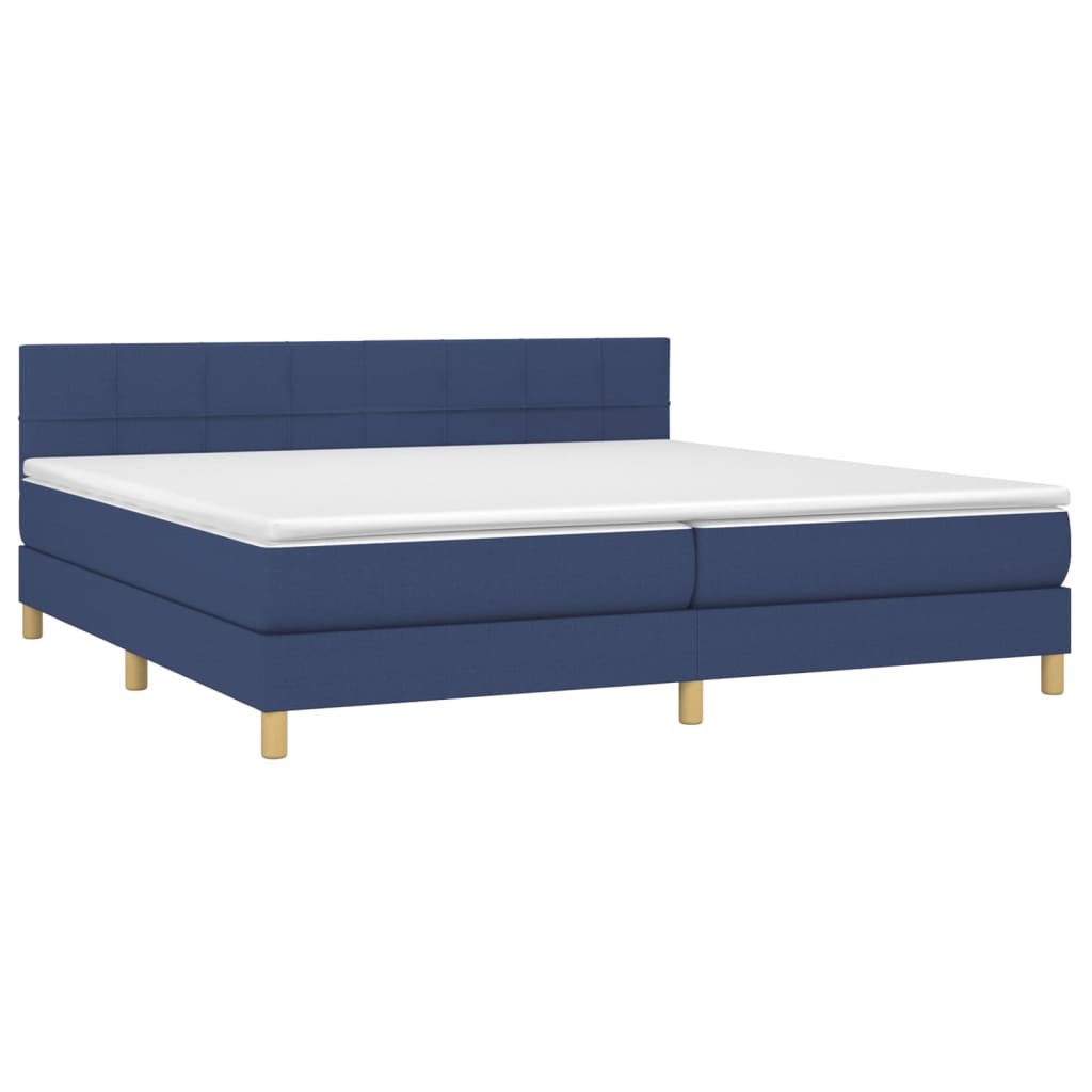 vidaXL Κρεβάτι Boxspring με Στρώμα Μπλε 200x200 εκ. Υφασμάτινο