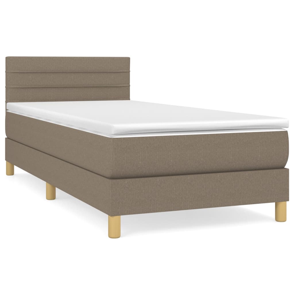 vidaXL Κρεβάτι Boxspring με Στρώμα Taupe 90x190 εκ.Υφασμάτινο