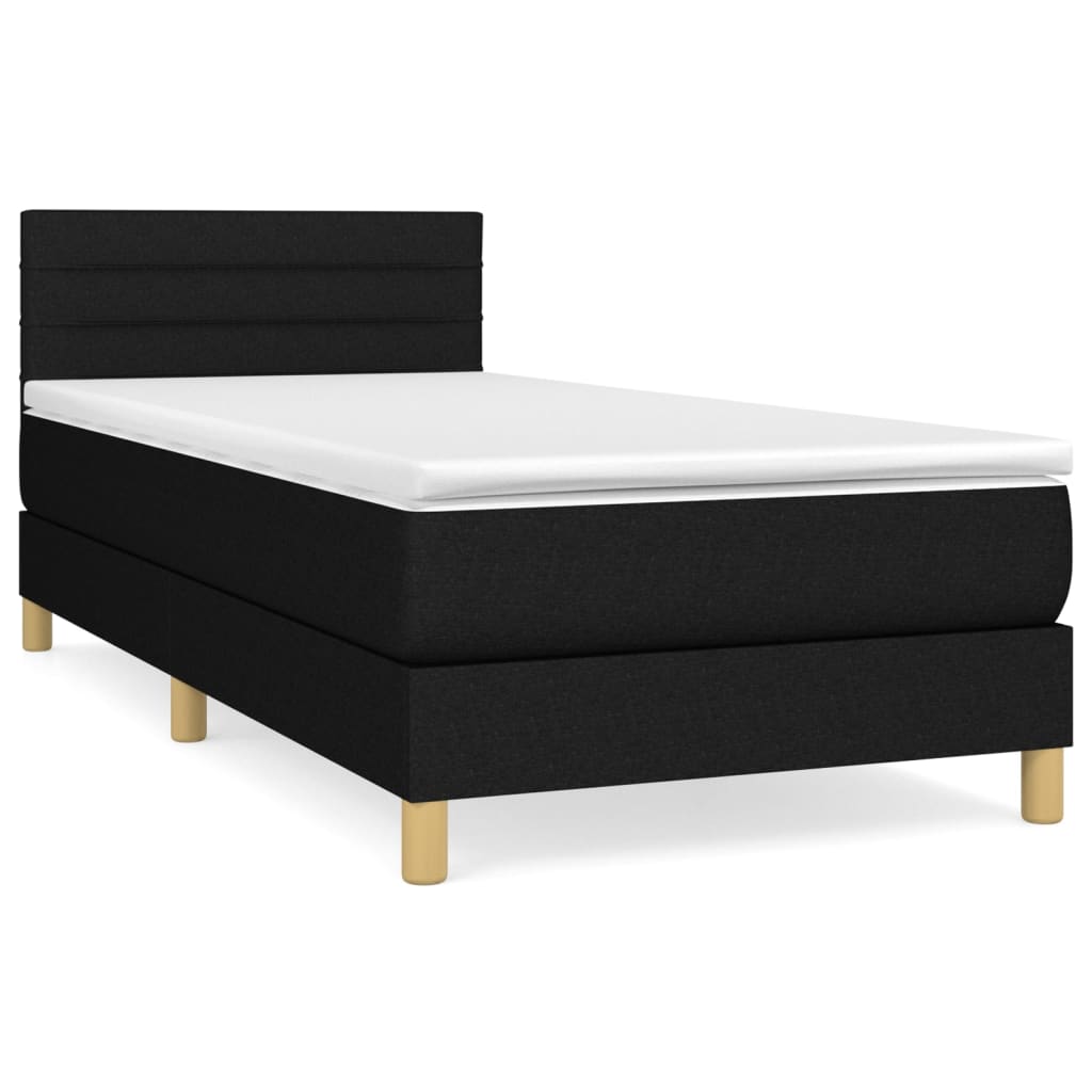 vidaXL Κρεβάτι Boxspring με Στρώμα Μαύρο 90x200 εκ. Υφασμάτινο