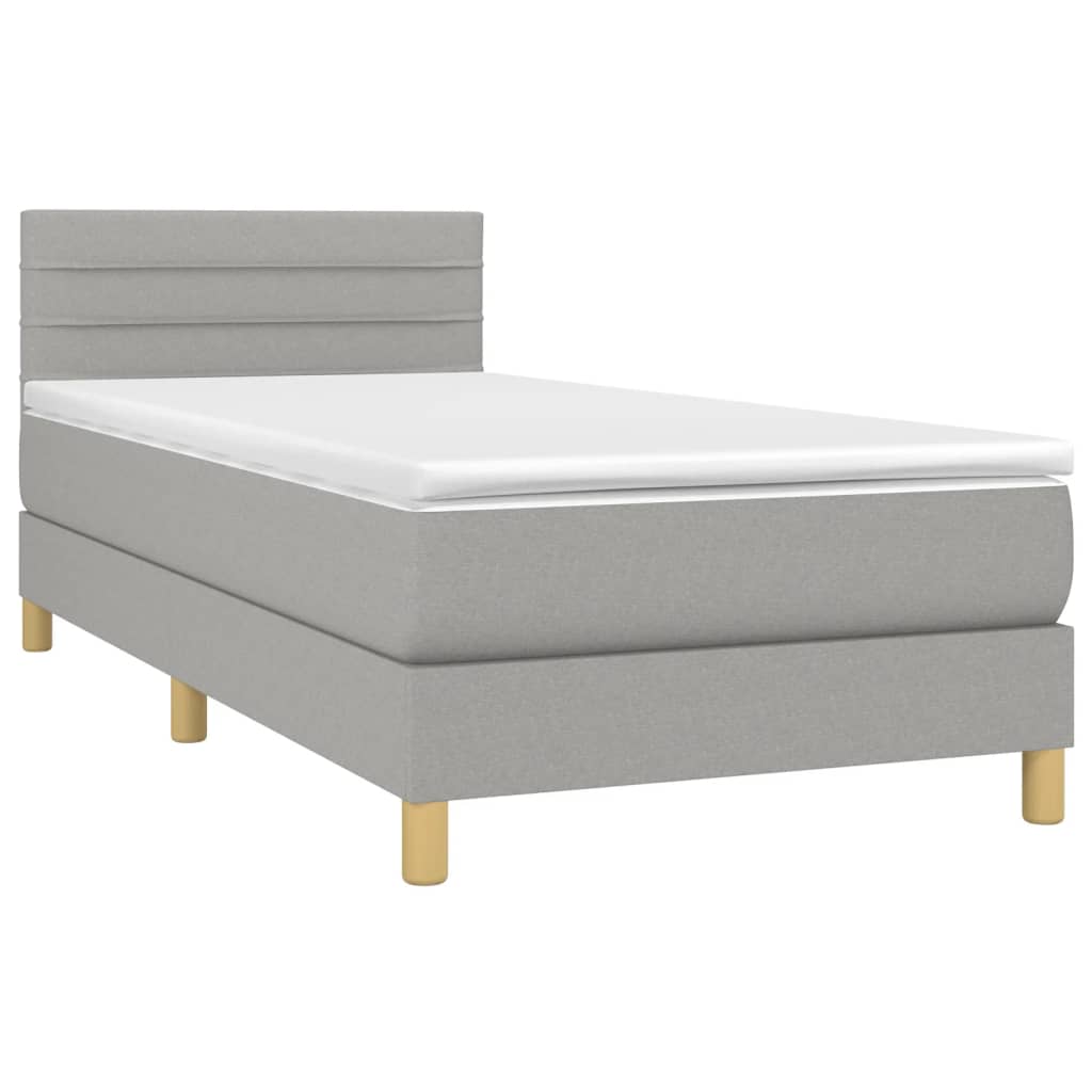 vidaXL Κρεβάτι Boxspring με Στρώμα Ανοιχτό Γκρι 100x200 εκ. Υφασμάτινο