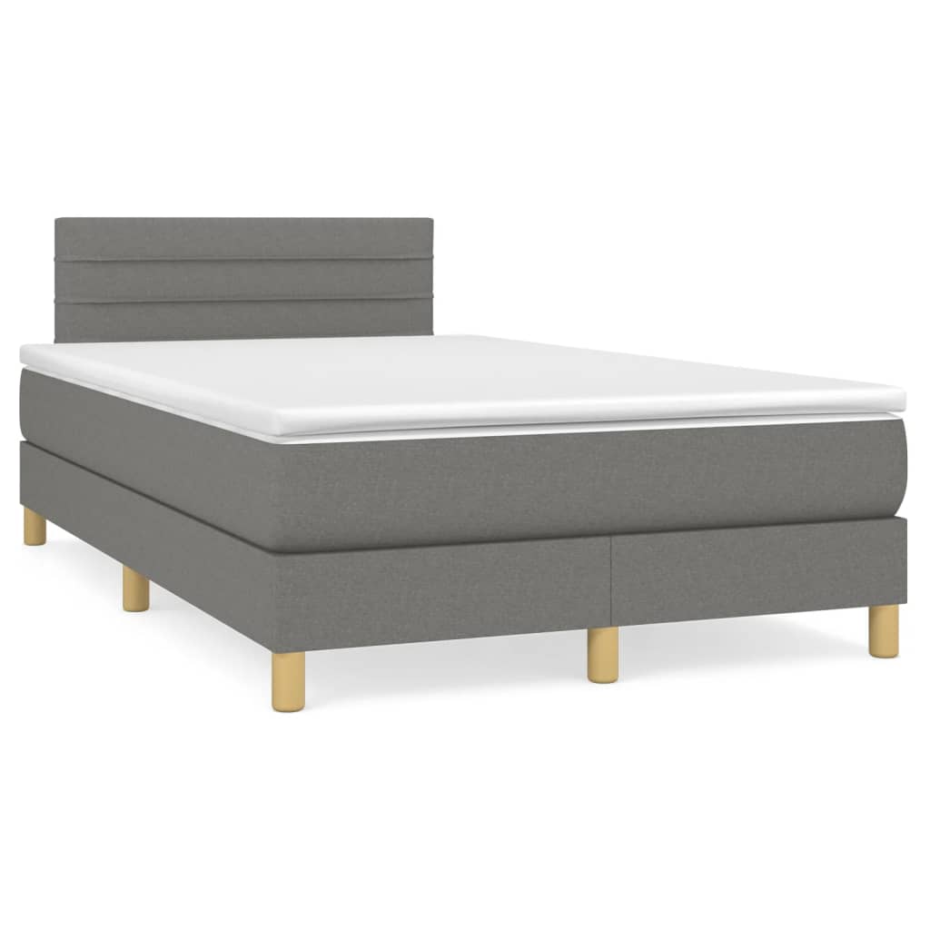vidaXL Κρεβάτι Boxspring με Στρώμα Σκούρο Γκρι 120x200 εκ. Υφασμάτινο