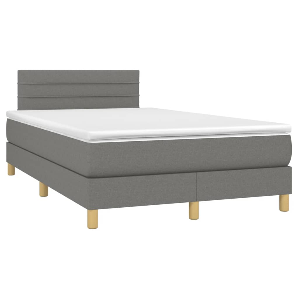 vidaXL Κρεβάτι Boxspring με Στρώμα Σκούρο Γκρι 120x200 εκ. Υφασμάτινο