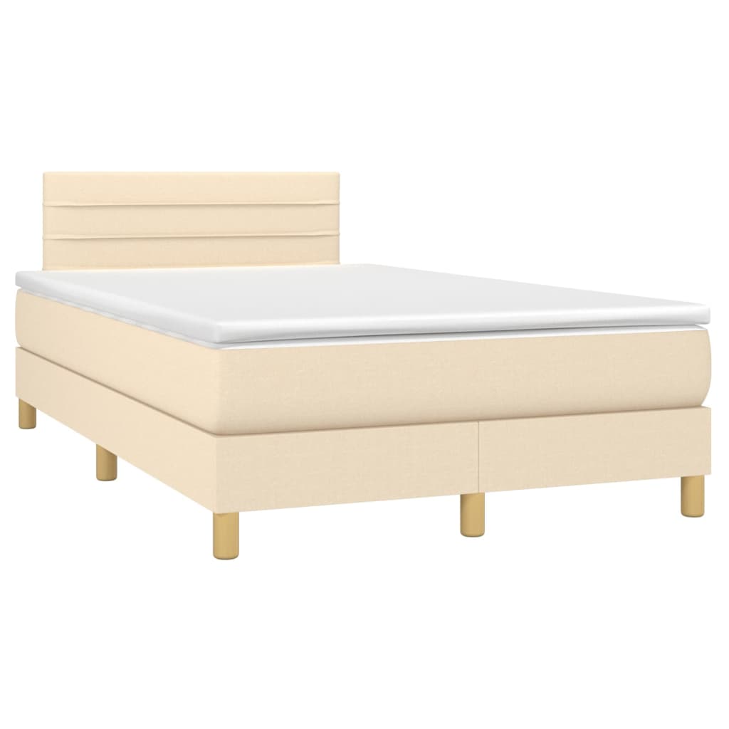 vidaXL Κρεβάτι Boxspring με Στρώμα Κρεμ 120x200 εκ. Υφασμάτινο
