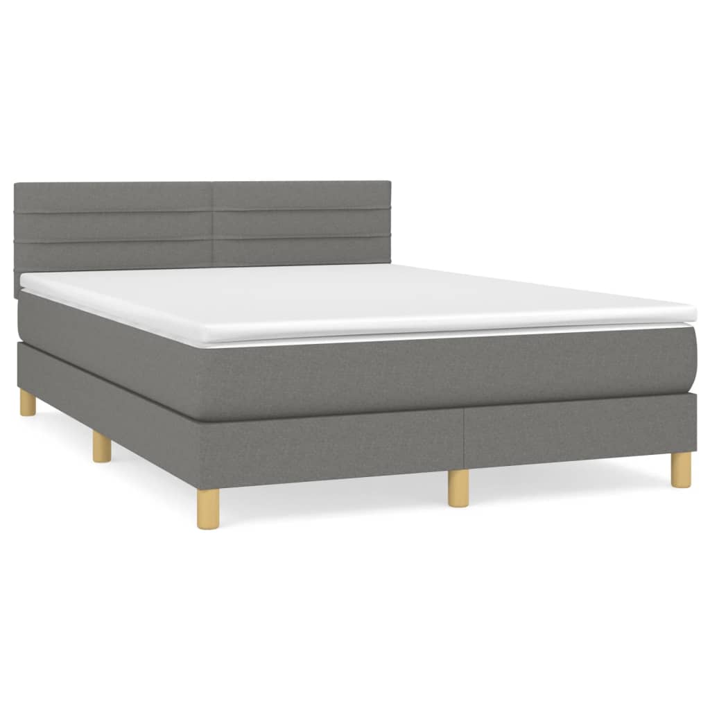 vidaXL Κρεβάτι Boxspring με Στρώμα Σκούρο Γκρι 140x200 εκ Υφασμάτινο