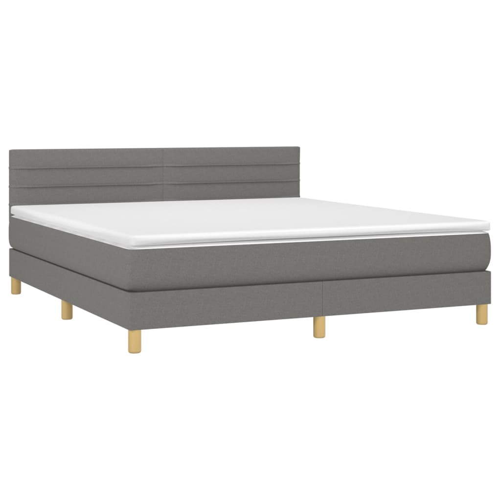 vidaXL Κρεβάτι Boxspring με Στρώμα Σκούρο Γκρι 160x200 εκ Υφασμάτινο