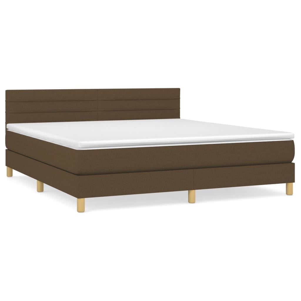 vidaXL Κρεβάτι Boxspring με Στρώμα Σκούρο Καφέ 160x200 εκ Υφασμάτινο