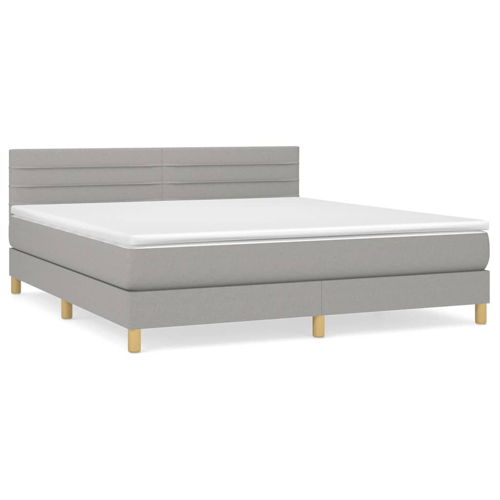 vidaXL Κρεβάτι Boxspring με Στρώμα Ανοιχτό Γκρι 180x200 εκ. Υφασμάτινο