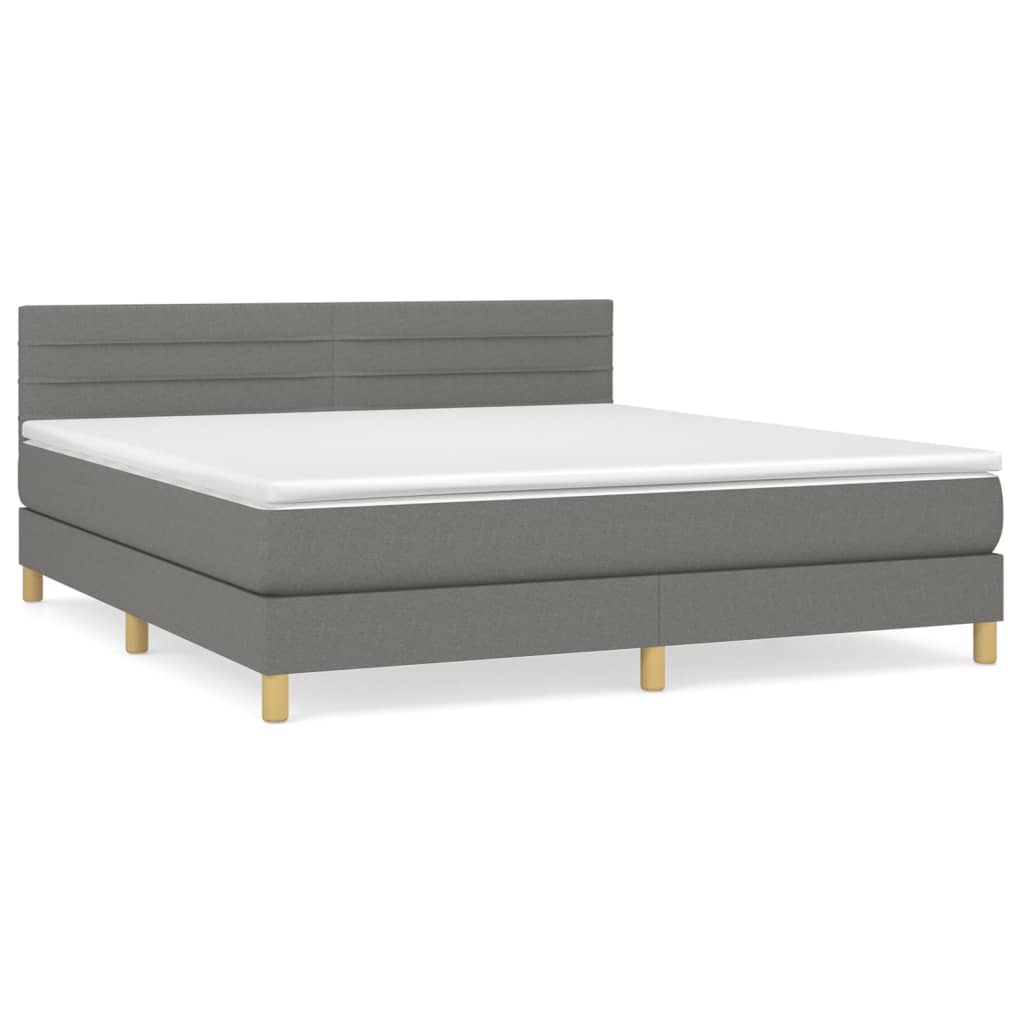 vidaXL Κρεβάτι Boxspring με Στρώμα Σκούρο Γκρι 180x200 εκ Υφασμάτιν