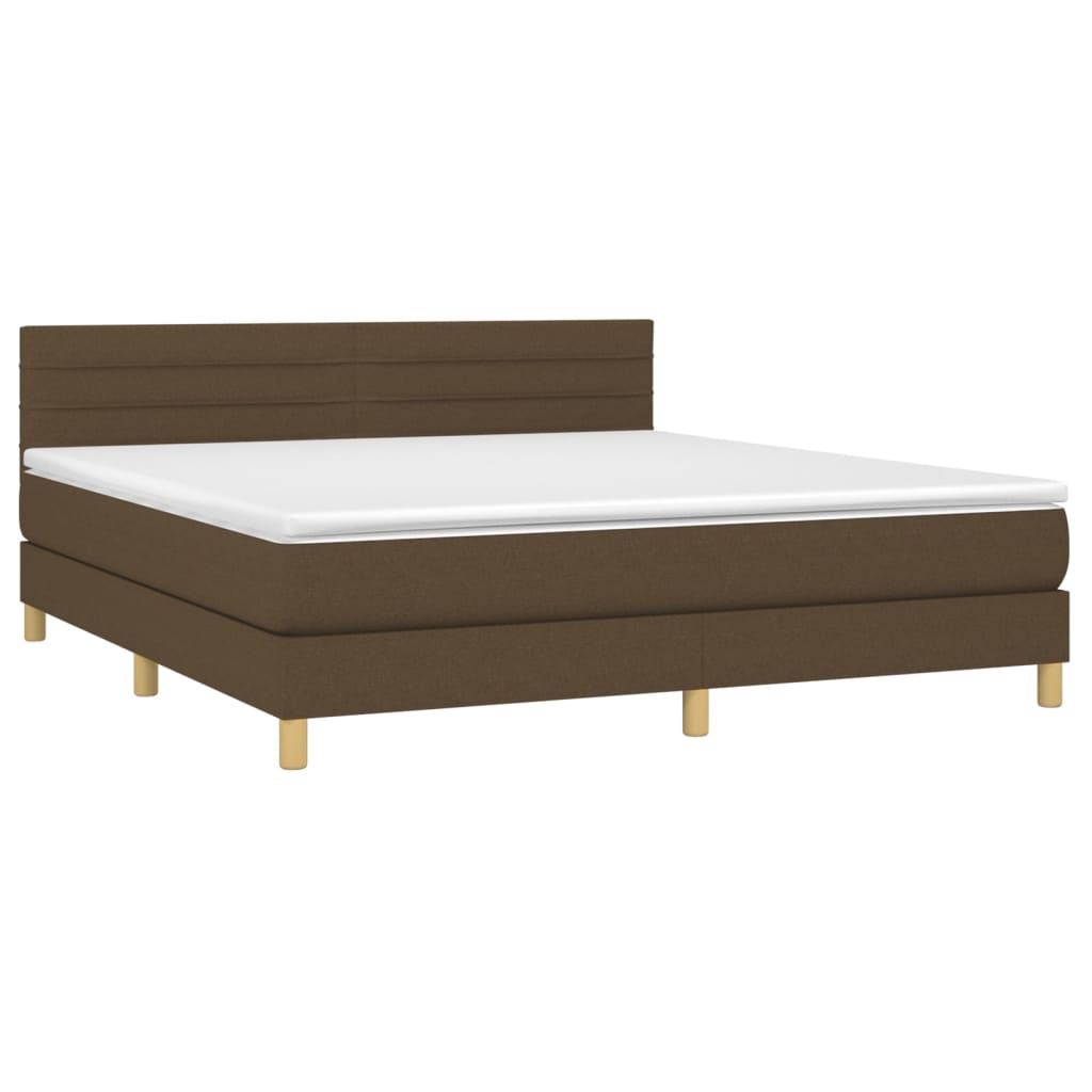 vidaXL Κρεβάτι Boxspring με Στρώμα Σκούρο Καφέ 180x200 εκ Υφασμάτινο