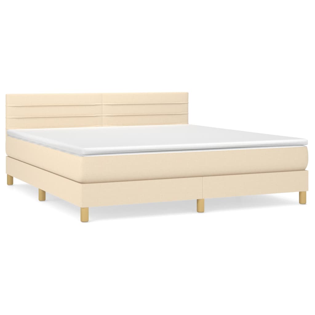 vidaXL Κρεβάτι Boxspring με Στρώμα Κρεμ 180x200 εκ. Υφασμάτινο