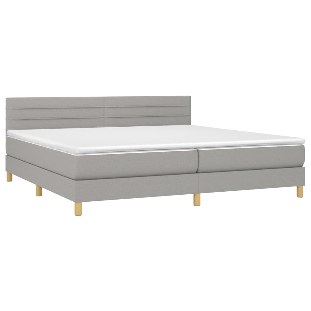 vidaXL Κρεβάτι Boxspring με Στρώμα Ανοιχτό Γκρι 200x200 εκ. Υφασμάτινο