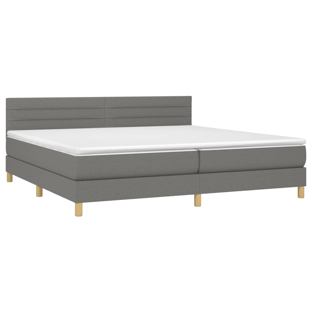 vidaXL Κρεβάτι Boxspring με Στρώμα Σκούρο Γκρι 200x200 εκ. Υφασμάτινο
