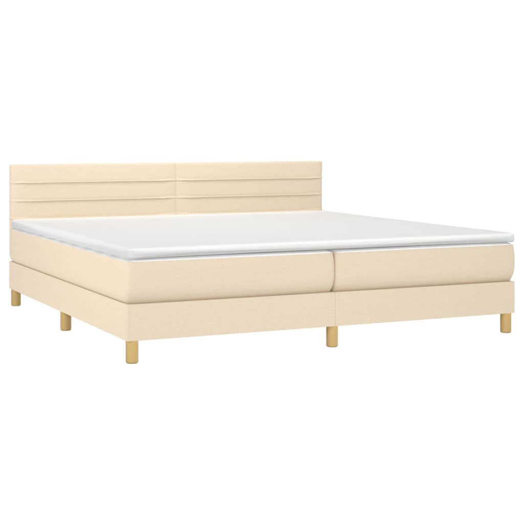 vidaXL Κρεβάτι Boxspring με Στρώμα Κρεμ 200x200 εκ. Υφασμάτινο
