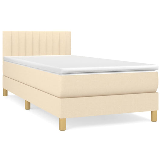 vidaXL Κρεβάτι Boxspring με Στρώμα Κρεμ 80 x 200 εκ. Υφασμάτινο