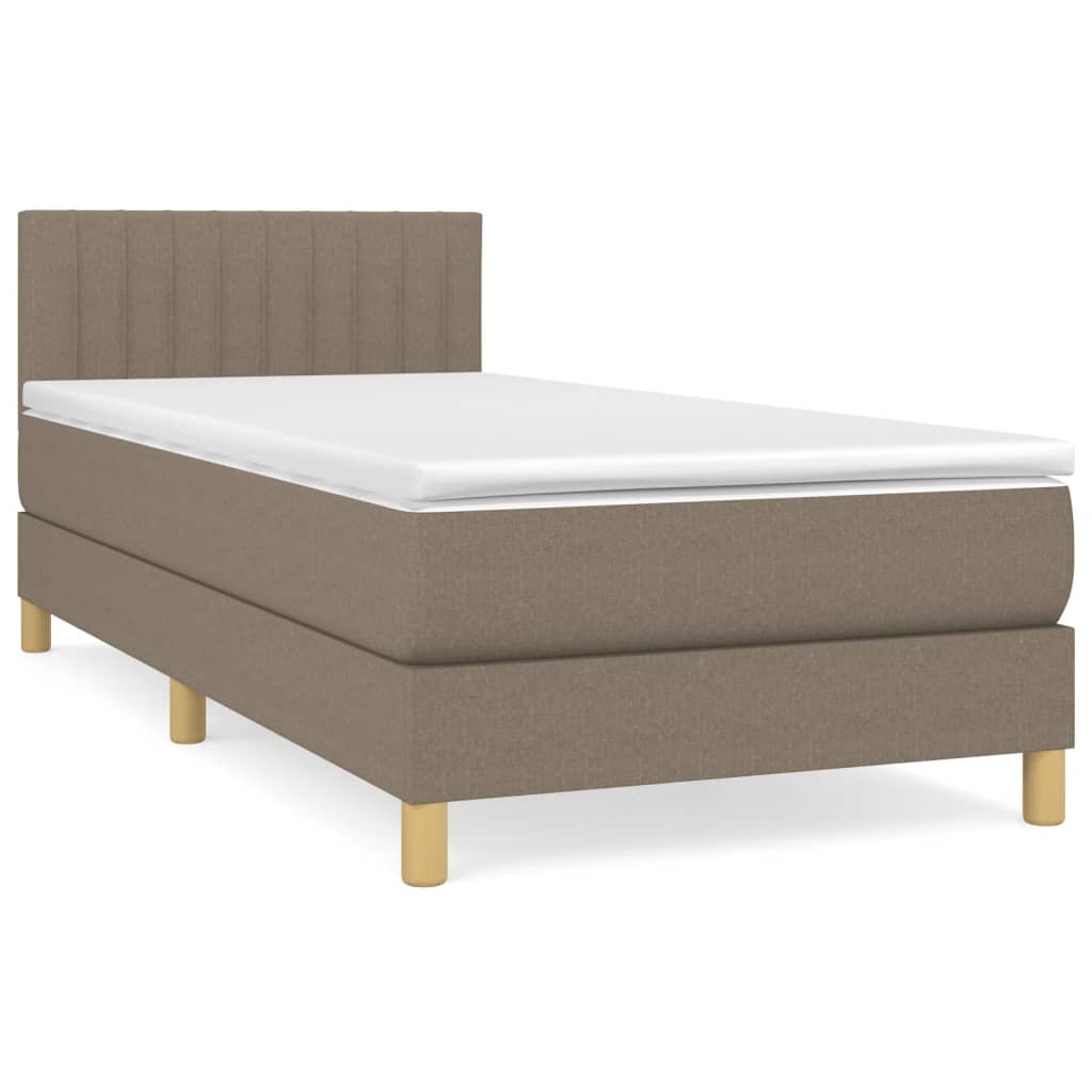 vidaXL Κρεβάτι Boxspring με Στρώμα Taupe 90x190 εκ.Υφασμάτινο