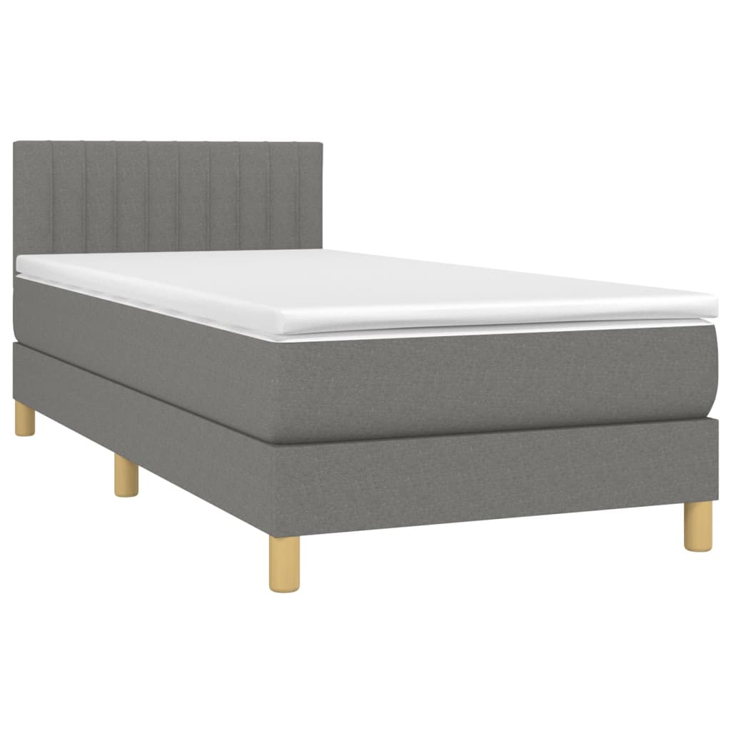 vidaXL Κρεβάτι Boxspring με Στρώμα Σκούρο Γκρι 90x200 εκ. Υφασμάτινο