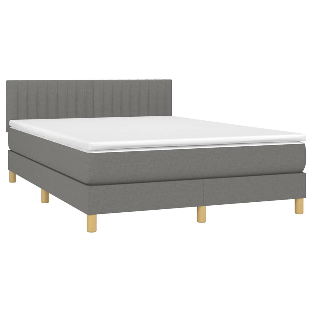 vidaXL Κρεβάτι Boxspring με Στρώμα Σκούρο Γκρι 140x190 εκ. Υφασμάτινο