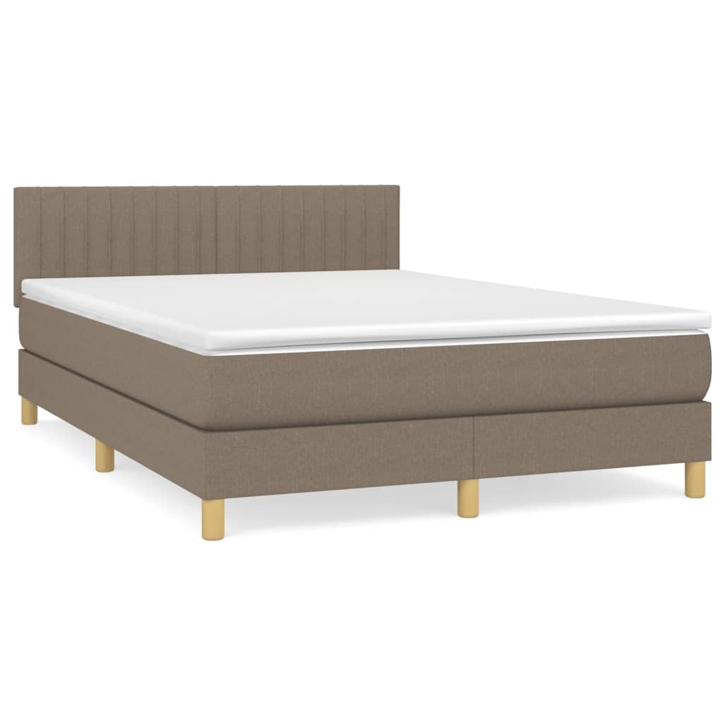 vidaXL Κρεβάτι Boxspring με Στρώμα Taupe 140x190 εκ. Υφασμάτινο