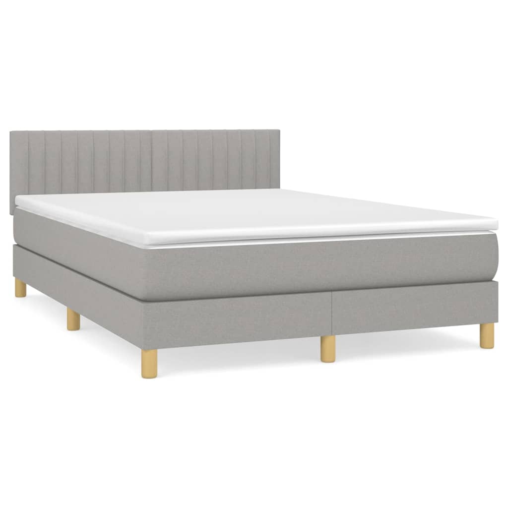 vidaXL Κρεβάτι Boxspring με Στρώμα Ανοιχτό Γκρι 140x200 εκ. Υφασμάτινο