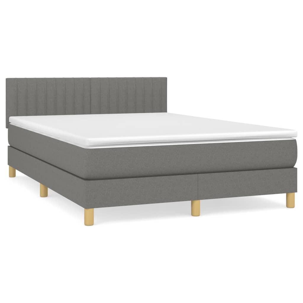 vidaXL Κρεβάτι Boxspring με Στρώμα Σκούρο Γκρι 140x200 εκ Υφασμάτινο