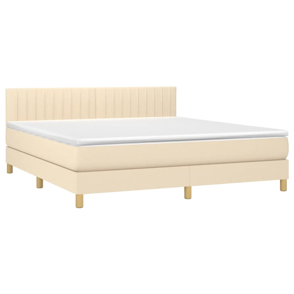 vidaXL Κρεβάτι Boxspring με Στρώμα Κρεμ 160x200 εκ. Υφασμάτινο