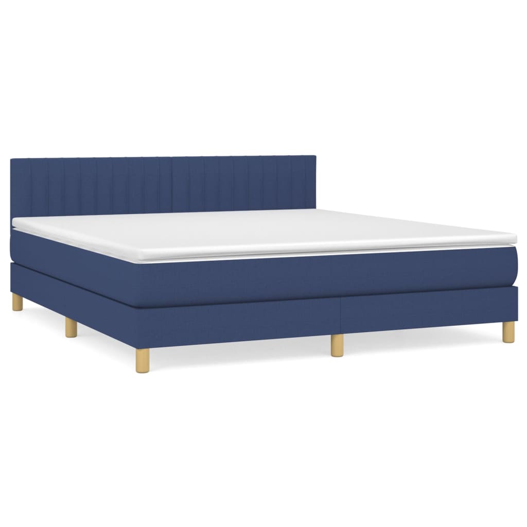 vidaXL Κρεβάτι Boxspring με Στρώμα Μπλε 160x200 εκ. Υφασμάτινο