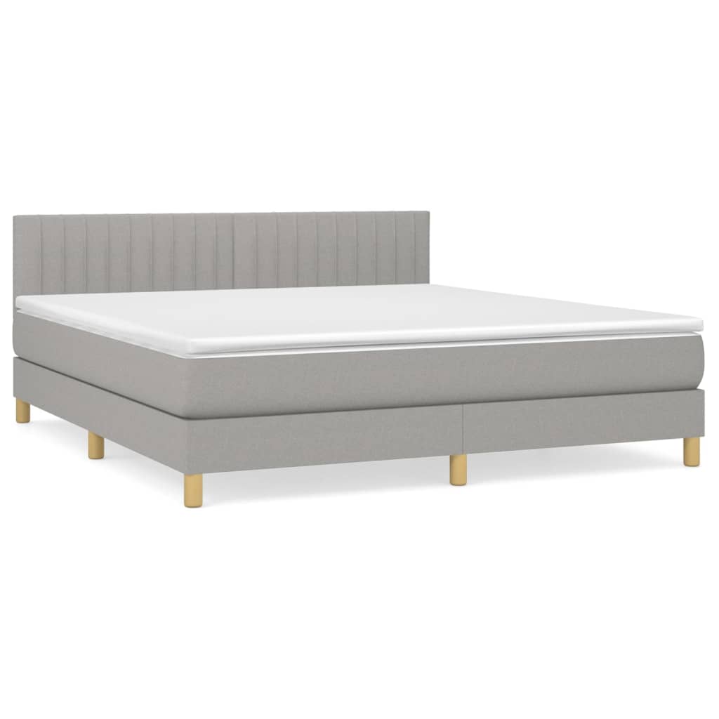 vidaXL Κρεβάτι Boxspring με Στρώμα Ανοιχτό Γκρι 180x200 εκ. Υφασμάτινο