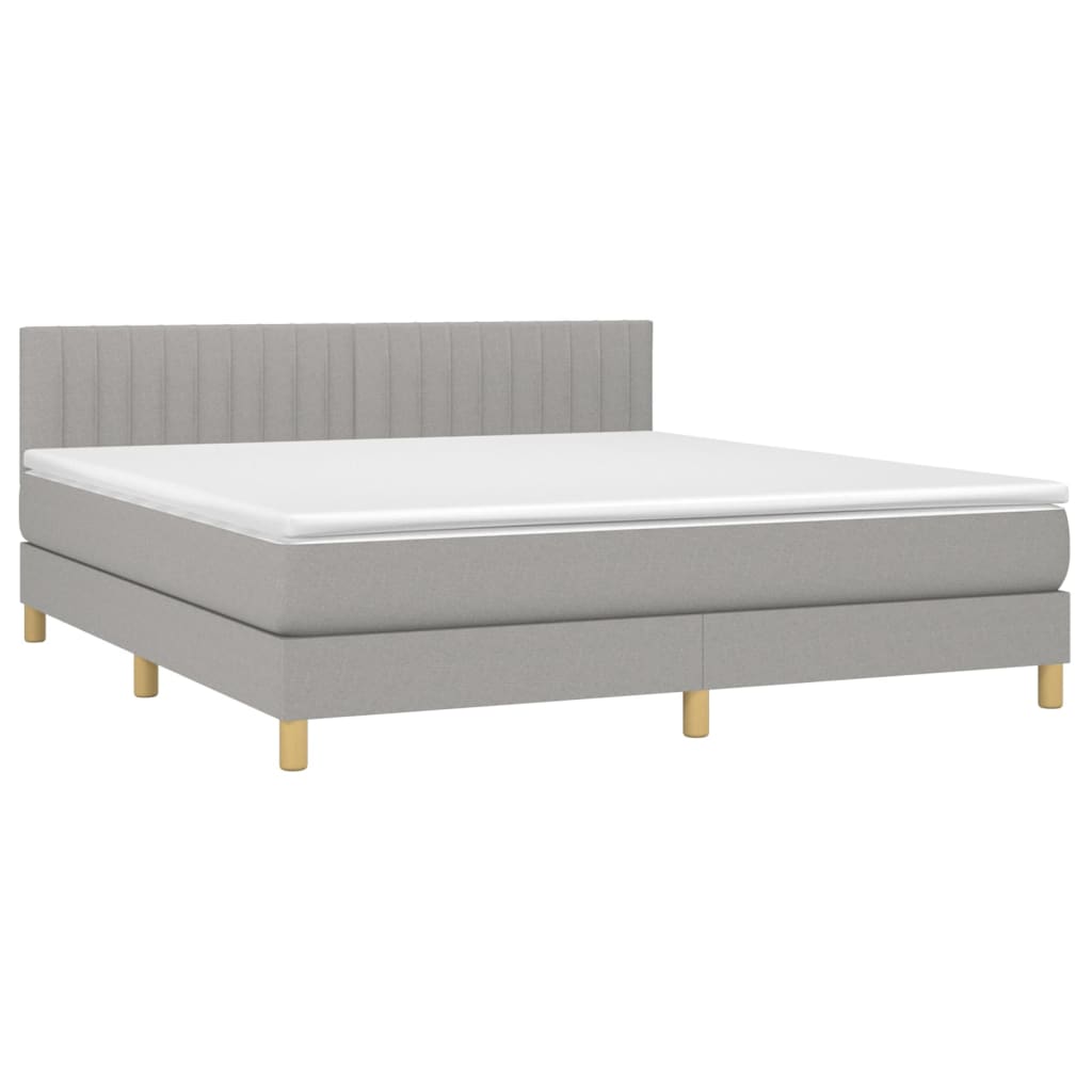 vidaXL Κρεβάτι Boxspring με Στρώμα Ανοιχτό Γκρι 180x200 εκ. Υφασμάτινο
