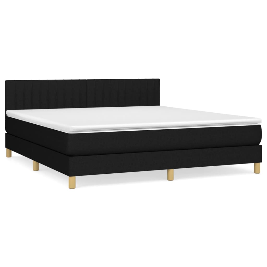 vidaXL Κρεβάτι Boxspring με Στρώμα Μαύρο 180x200 εκ. Υφασμάτινο