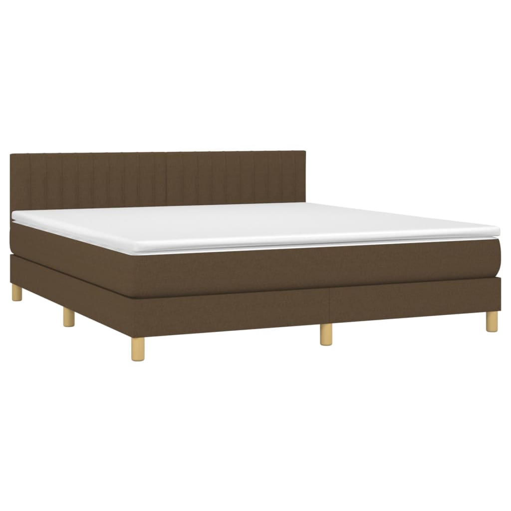 vidaXL Κρεβάτι Boxspring με Στρώμα Σκούρο Καφέ 180x200 εκ Υφασμάτινο