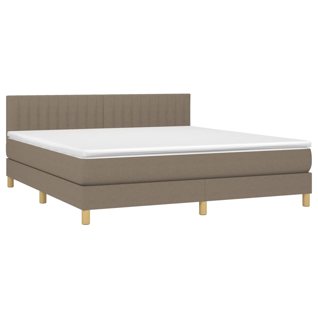 vidaXL Κρεβάτι Boxspring με Στρώμα Taupe 180x200 εκ. Υφασμάτινο