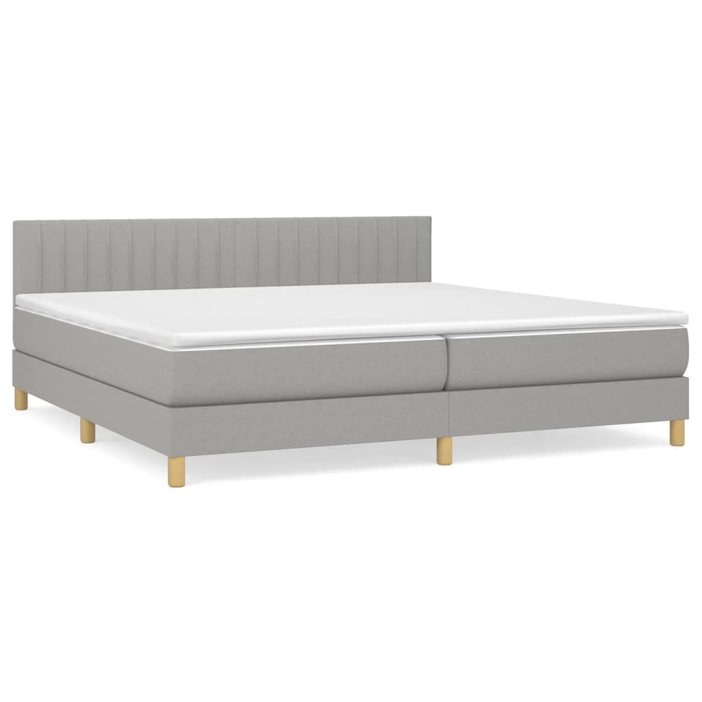vidaXL Κρεβάτι Boxspring με Στρώμα Ανοιχτό Γκρι 200x200 εκ. Υφασμάτινο