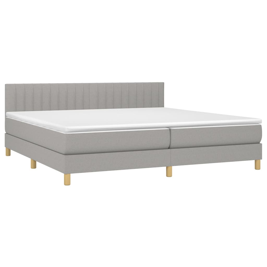 vidaXL Κρεβάτι Boxspring με Στρώμα Ανοιχτό Γκρι 200x200 εκ. Υφασμάτινο