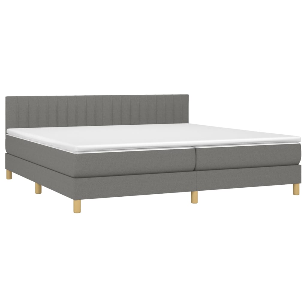vidaXL Κρεβάτι Boxspring με Στρώμα Σκούρο Γκρι 200x200 εκ. Υφασμάτινο