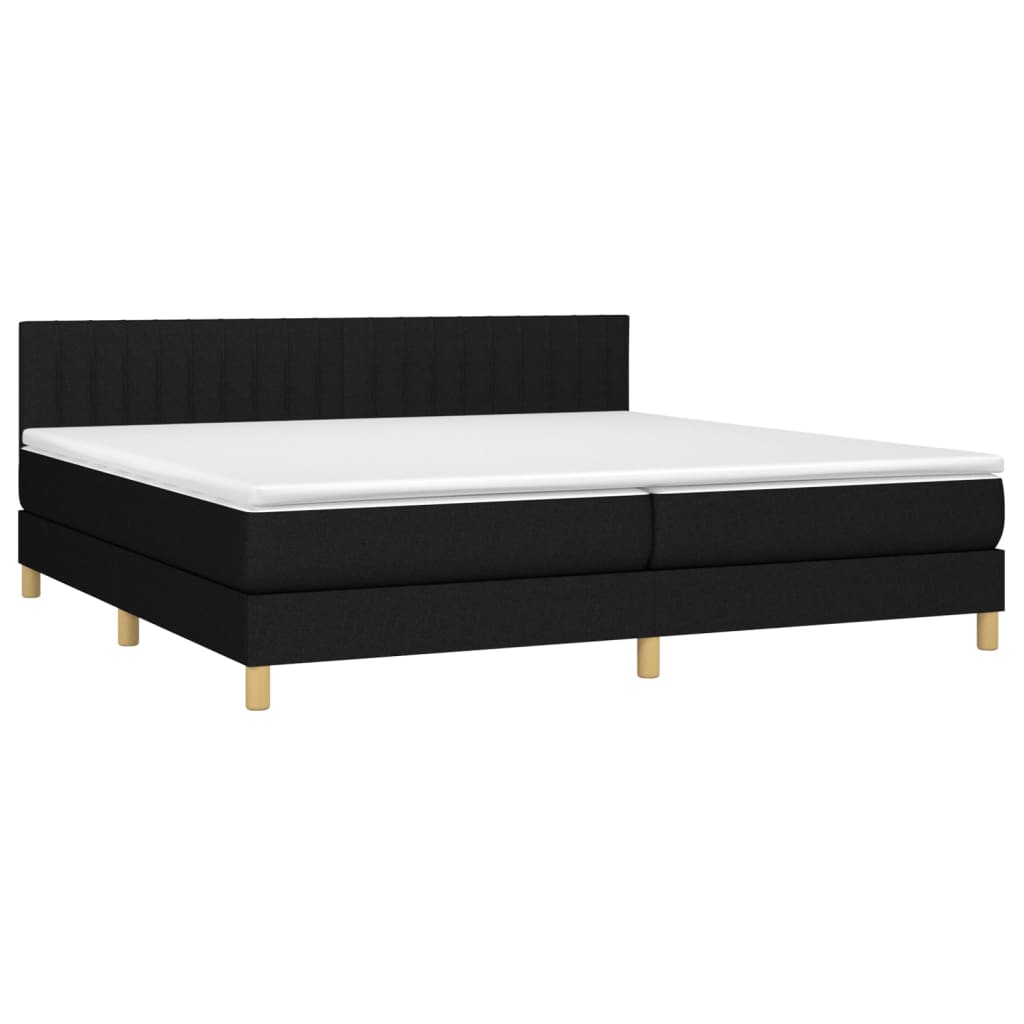 vidaXL Κρεβάτι Boxspring με Στρώμα Μαύρο 200x200 εκ. Υφασμάτινο