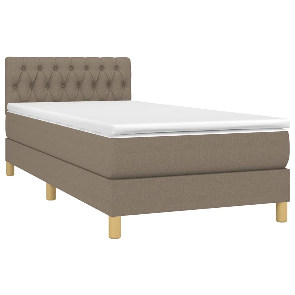 vidaXL Κρεβάτι Boxspring με Στρώμα Taupe 80x200 εκ. Υφασμάτινο