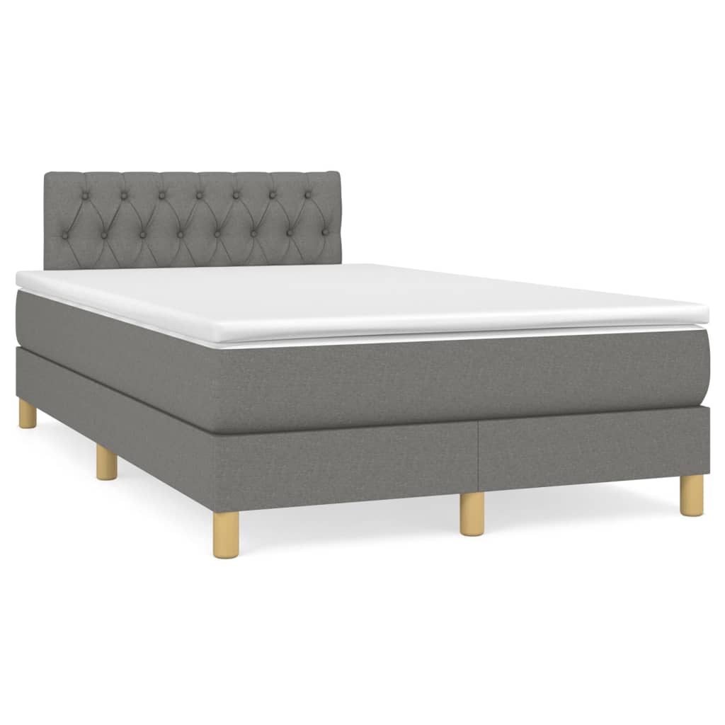vidaXL Κρεβάτι Boxspring με Στρώμα Σκούρο Γκρι 120x200 εκ. Υφασμάτινο