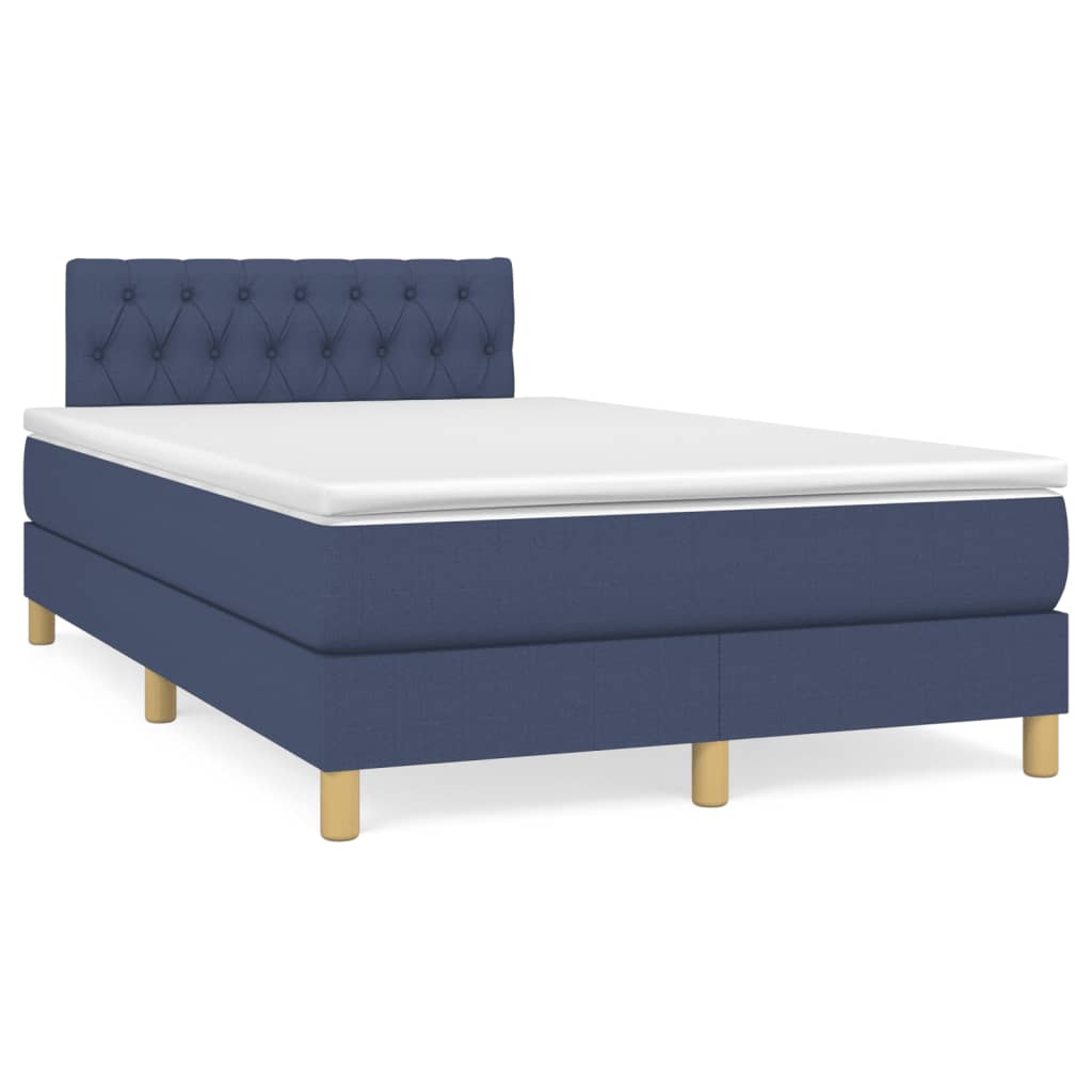 vidaXL Κρεβάτι Boxspring με Στρώμα Μπλε 120x200 εκ. Υφασμάτινο