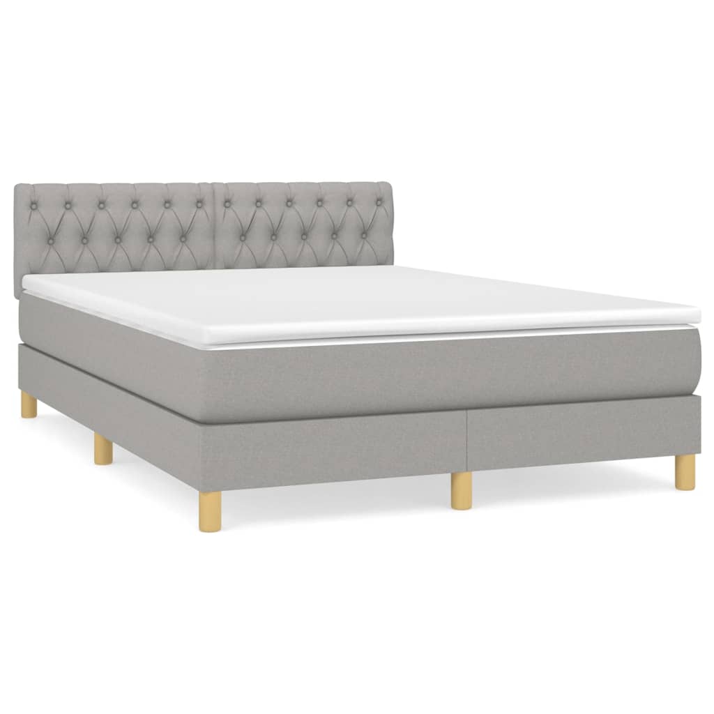 vidaXL Κρεβάτι Boxspring με Στρώμα Ανοιχτό Γκρι 140x200 εκ. Υφασμάτινο