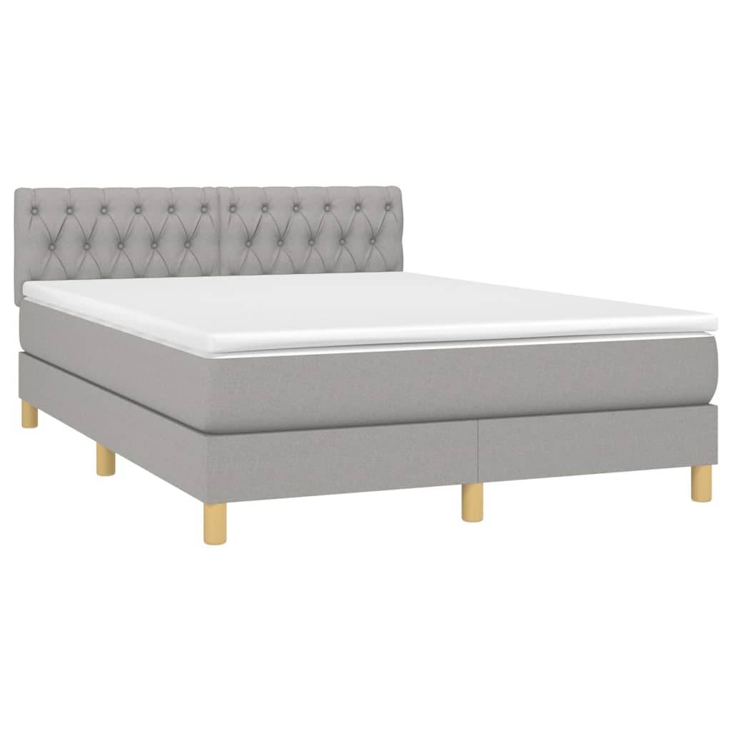 vidaXL Κρεβάτι Boxspring με Στρώμα Ανοιχτό Γκρι 140x200 εκ. Υφασμάτινο