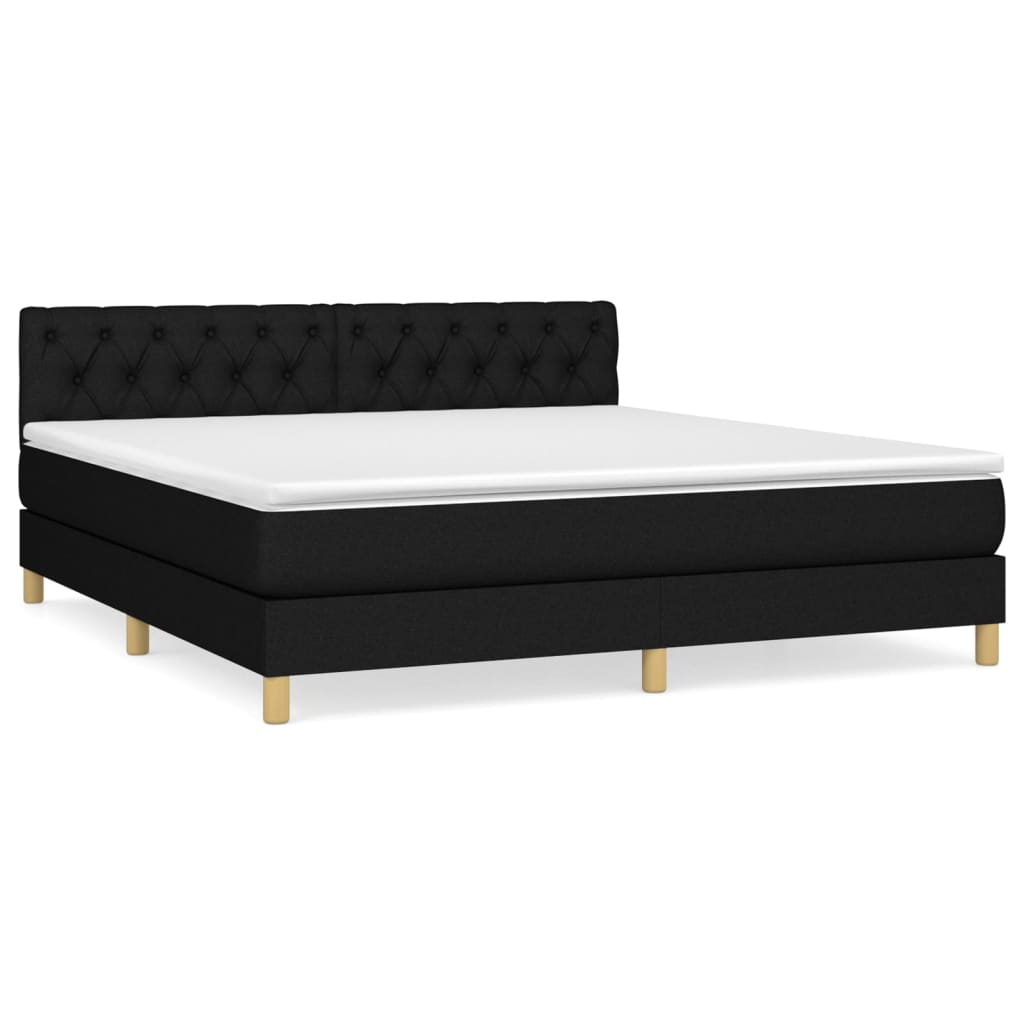 vidaXL Κρεβάτι Boxspring με Στρώμα Μαύρο 160x200 εκ. Υφασμάτινο