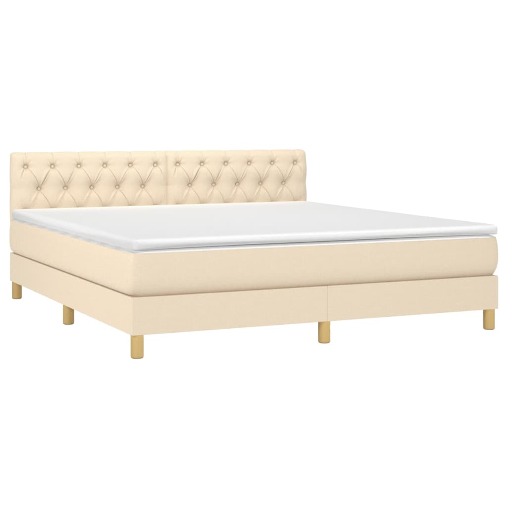 vidaXL Κρεβάτι Boxspring με Στρώμα Κρεμ 160x200 εκ. Υφασμάτινο