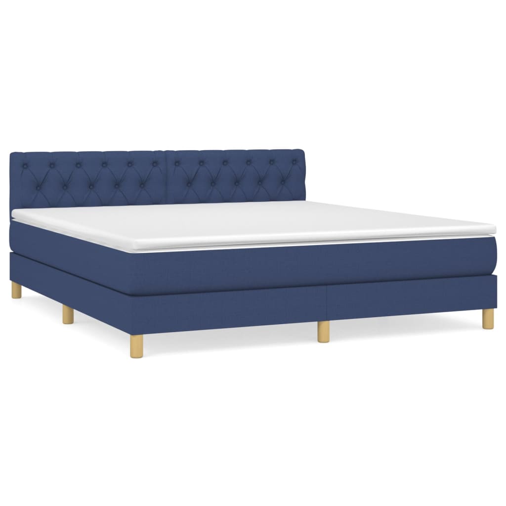 vidaXL Κρεβάτι Boxspring με Στρώμα Μπλε 160x200 εκ. Υφασμάτινο