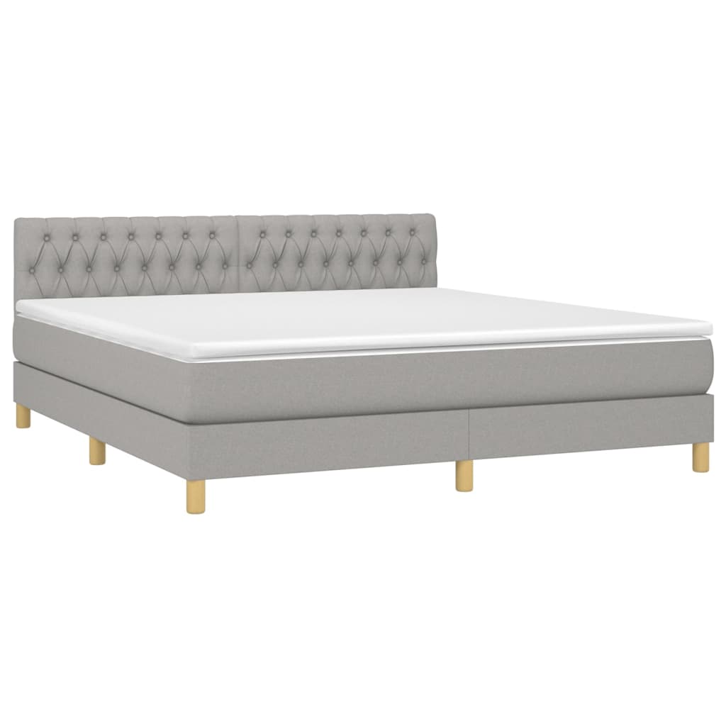 vidaXL Κρεβάτι Boxspring με Στρώμα Ανοιχτό Γκρι 180x200 εκ. Υφασμάτινο
