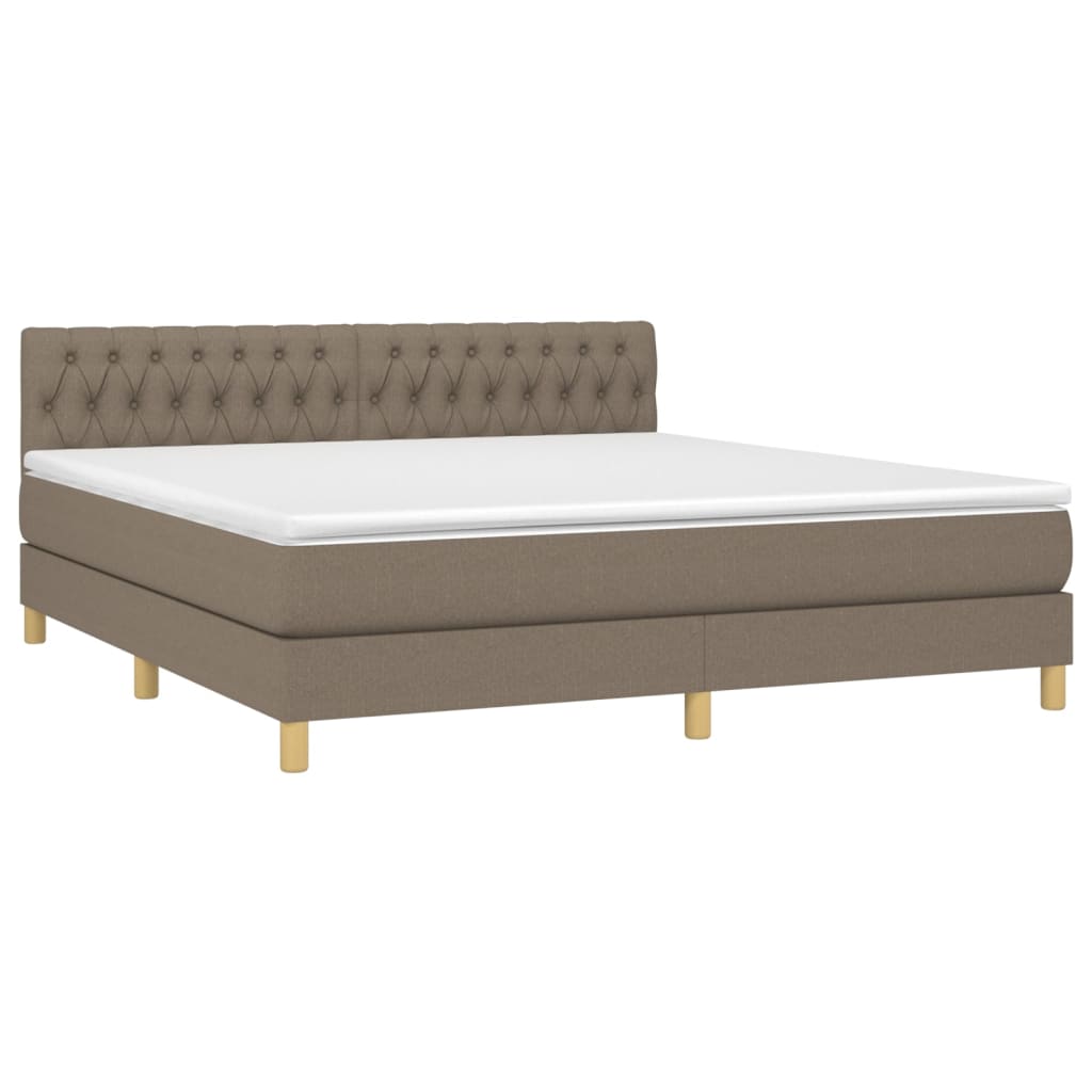 vidaXL Κρεβάτι Boxspring με Στρώμα Taupe 180x200 εκ. Υφασμάτινο