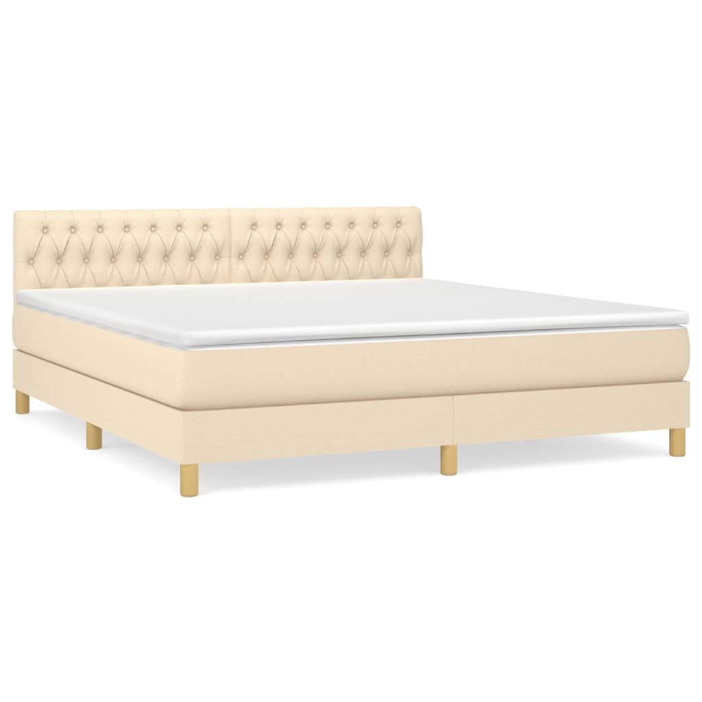 vidaXL Κρεβάτι Boxspring με Στρώμα Κρεμ 180x200 εκ. Υφασμάτινο