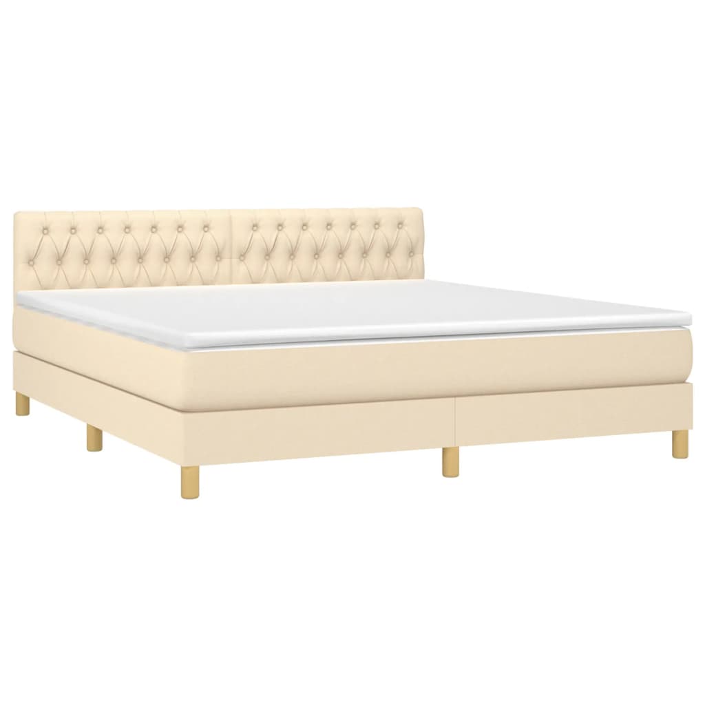vidaXL Κρεβάτι Boxspring με Στρώμα Κρεμ 180x200 εκ. Υφασμάτινο