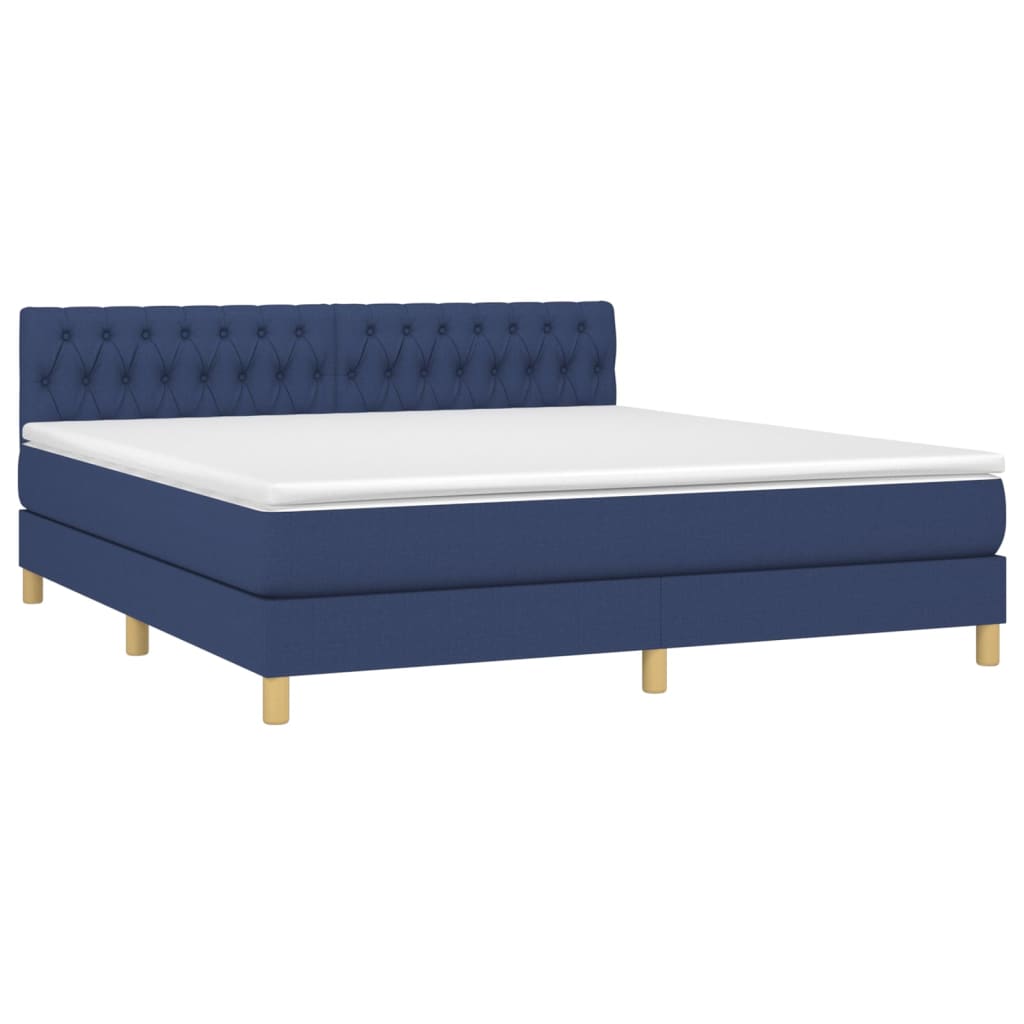 vidaXL Κρεβάτι Boxspring με Στρώμα Μπλε 180x200 εκ. Υφασμάτινο