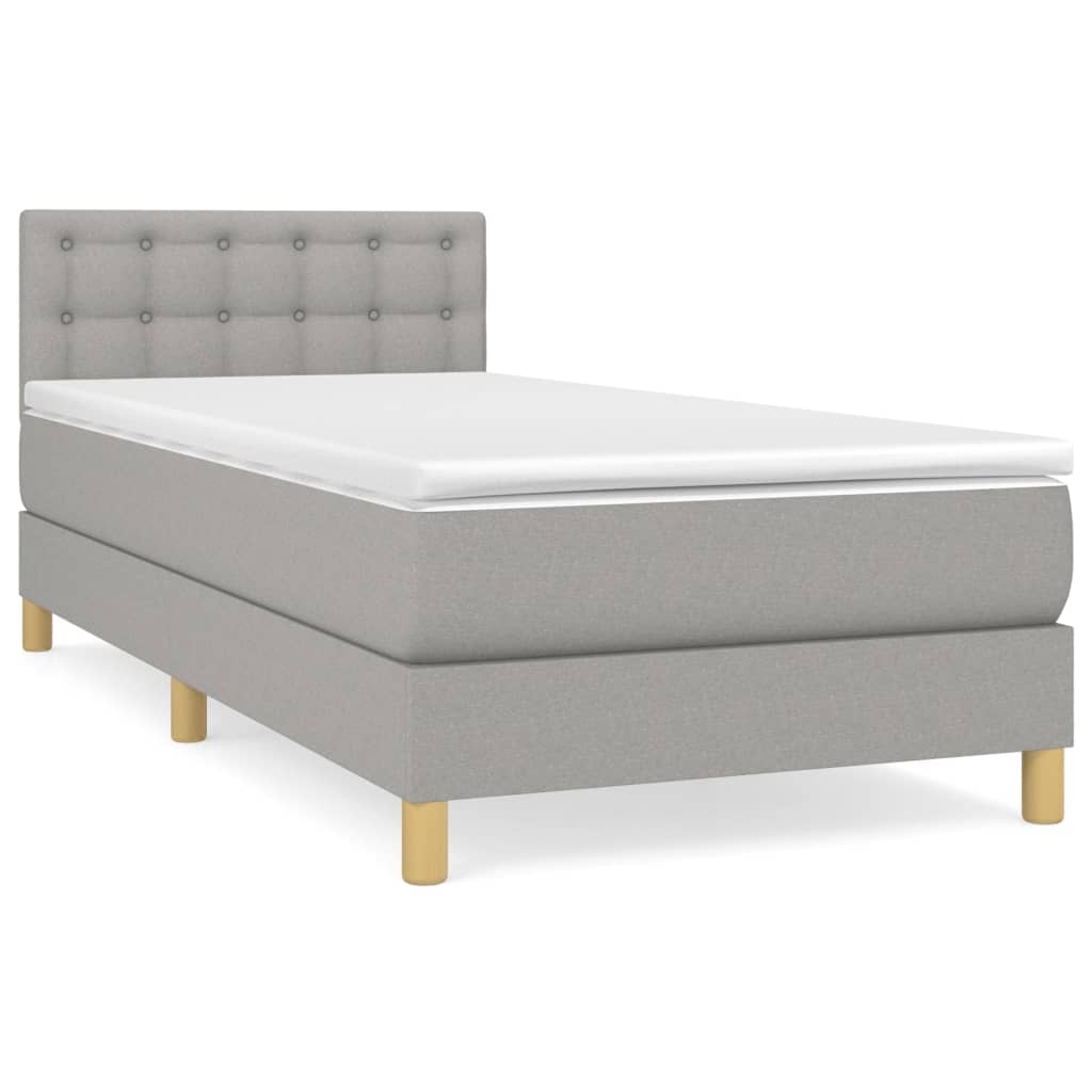 vidaXL Κρεβάτι Boxspring με Στρώμα Ανοιχτό Γκρι 80x200 εκ. Υφασμάτινο